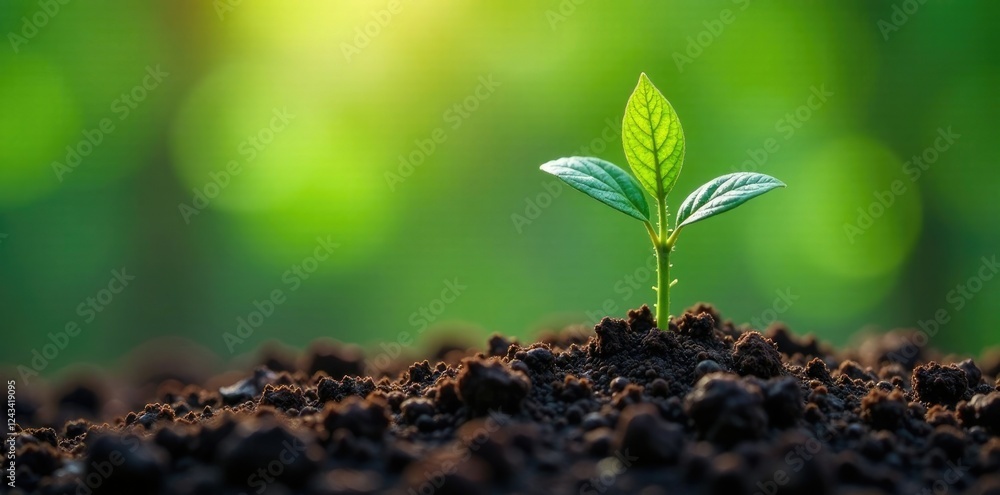 Tendril-like stem bursting from earthy ground, botanical, soil Tendril-like stem bursting from earthy ground, botanical, soil
