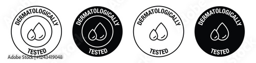 Dermatologically tested vector symbol in black color