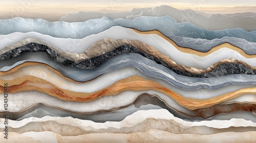 Wallpaper Mural Abstract Gold and Blue Layered Waves Background Texture Torontodigital.ca