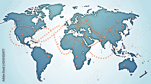 world map on blue background