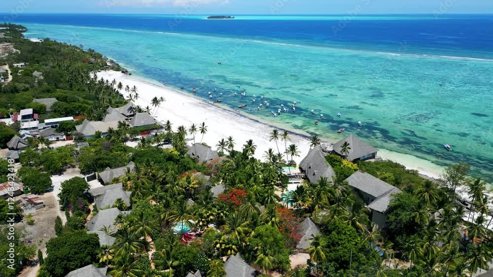 Drone flight - beach in zanzibar Drone flight - beach in zanzibar