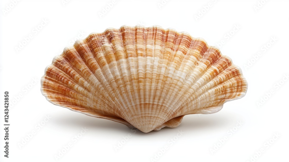 Brown Scallop Seashell on White Background Brown Scallop Seashell on White Background