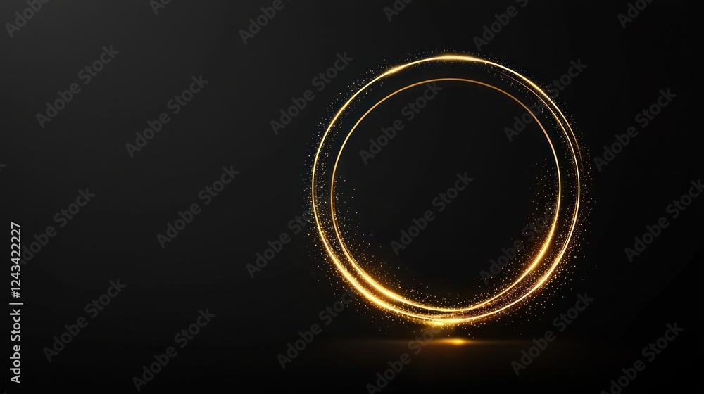 Glowing Golden Circle on Dark Background Glowing Golden Circle on Dark Background