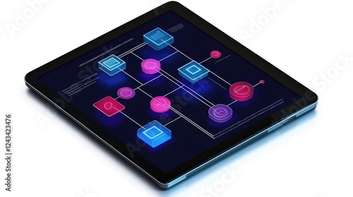 Wallpaper Mural Corporate collaboration flowchart displayed on a tablet, outlining a strategic business merger. Torontodigital.ca