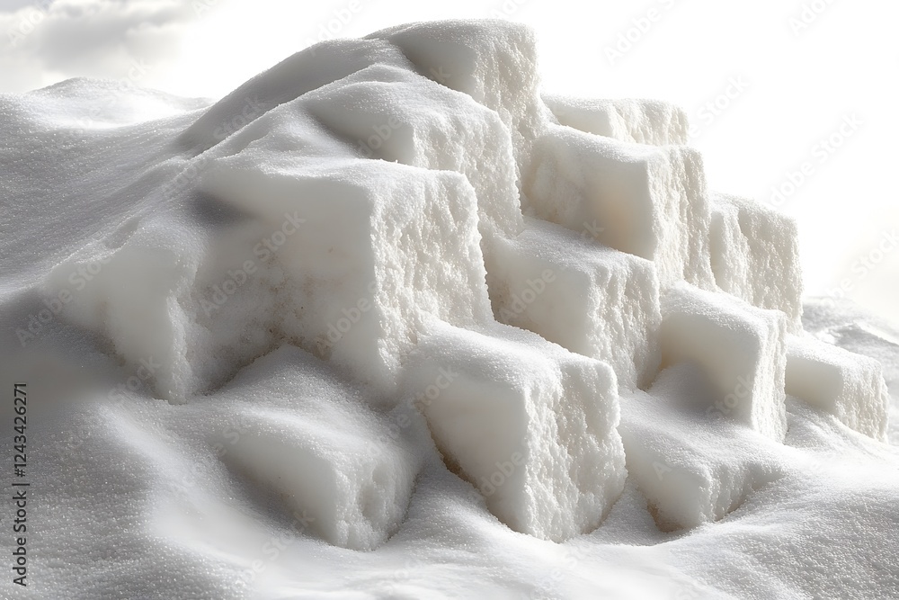 Obraz premium Natural Sugar Cubes Piled Together for Healthy Living Concepts in Food Photography