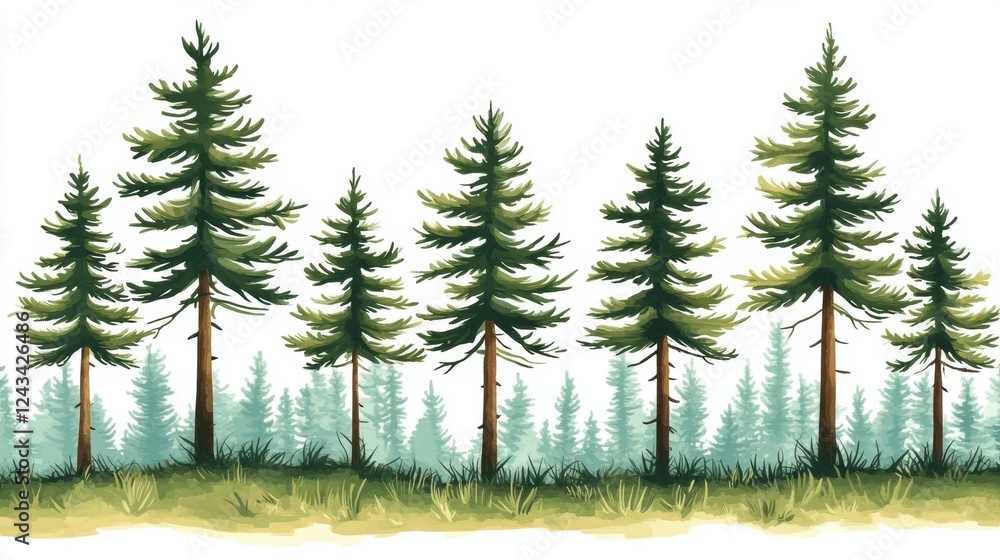 Pixel Art Illustration of Evergreen Trees in a Forest Landscape Pixel Art Illustration of Evergreen Trees in a Forest Landscape