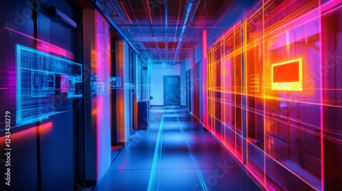 Thermal imaging view of a high-security facility  showcasing advanced monitoring systems  16 9