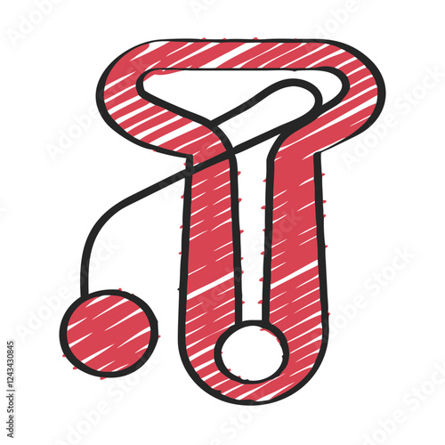 Red loop turner sewing tool, fabric tube turning accessory