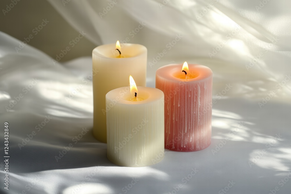 Festive candles illuminate a serene backdrop with soft lighting and gentle shadows Festive candles illuminate a serene backdrop with soft lighting and gentle shadows