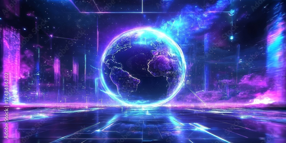 Fototapeta premium Future Technologies Powering the Cybernetic Universe