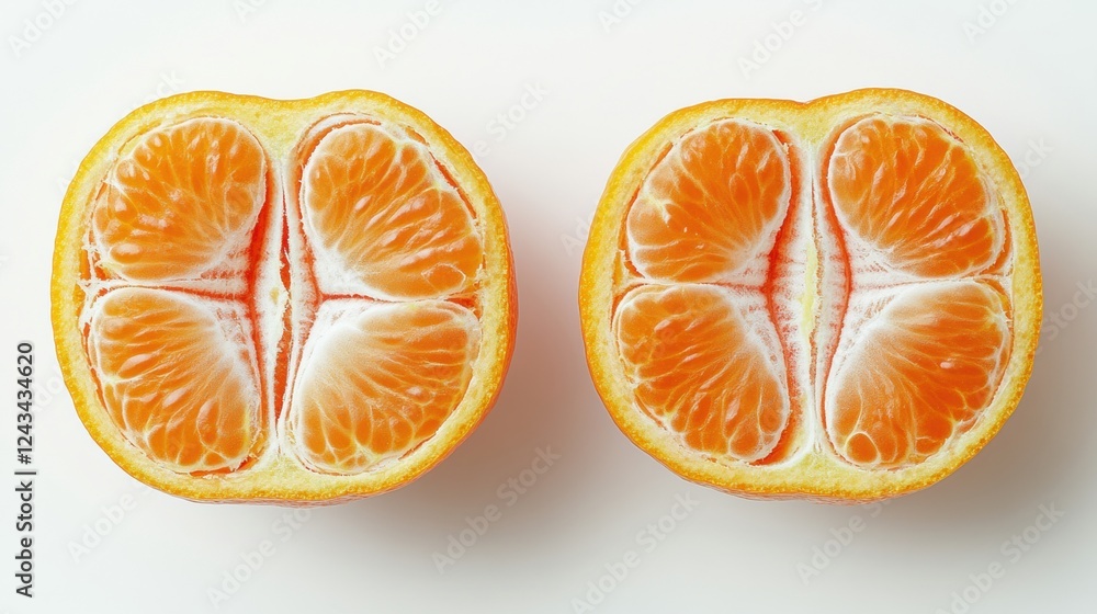 Two Halves of a Sliced Orange on White Background Two Halves of a Sliced Orange on White Background