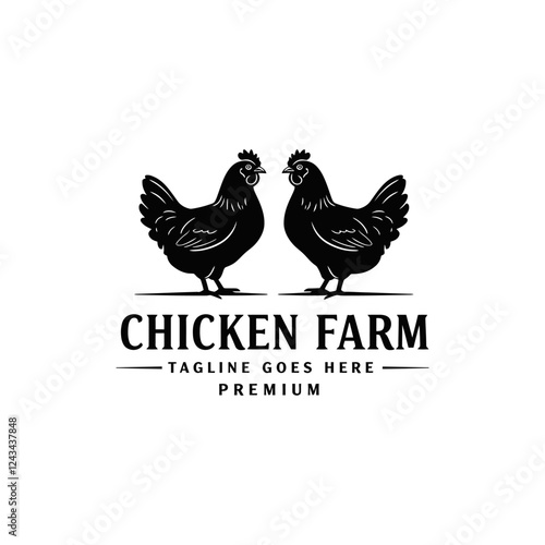 Premium Chicken Farm Logo Design Two Hens