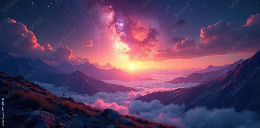 Cosmic luminosity permeating an endless landscape, cosmic, ambient Cosmic luminosity permeating an endless landscape, cosmic, ambient