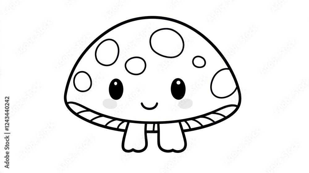 Cute cartoon mushroom illustration, white background, children's book Cute cartoon mushroom illustration, white background, children's book