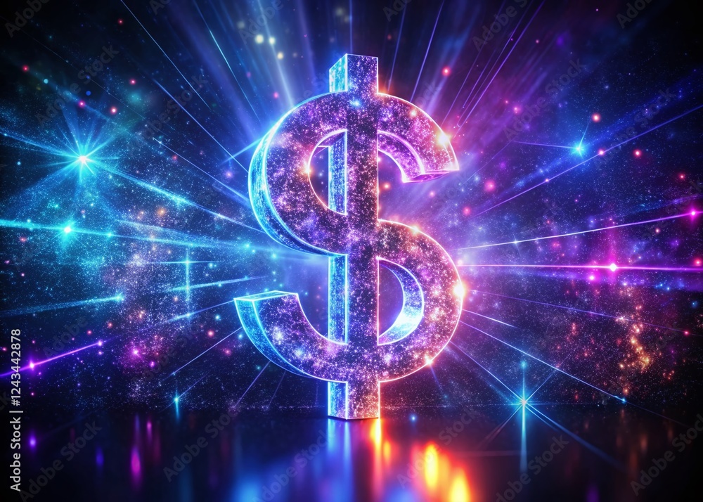 Glowing Digital Dollar Sign Abstract Low Light Stock Photo Glowing Digital Dollar Sign Abstract Low Light Stock Photo