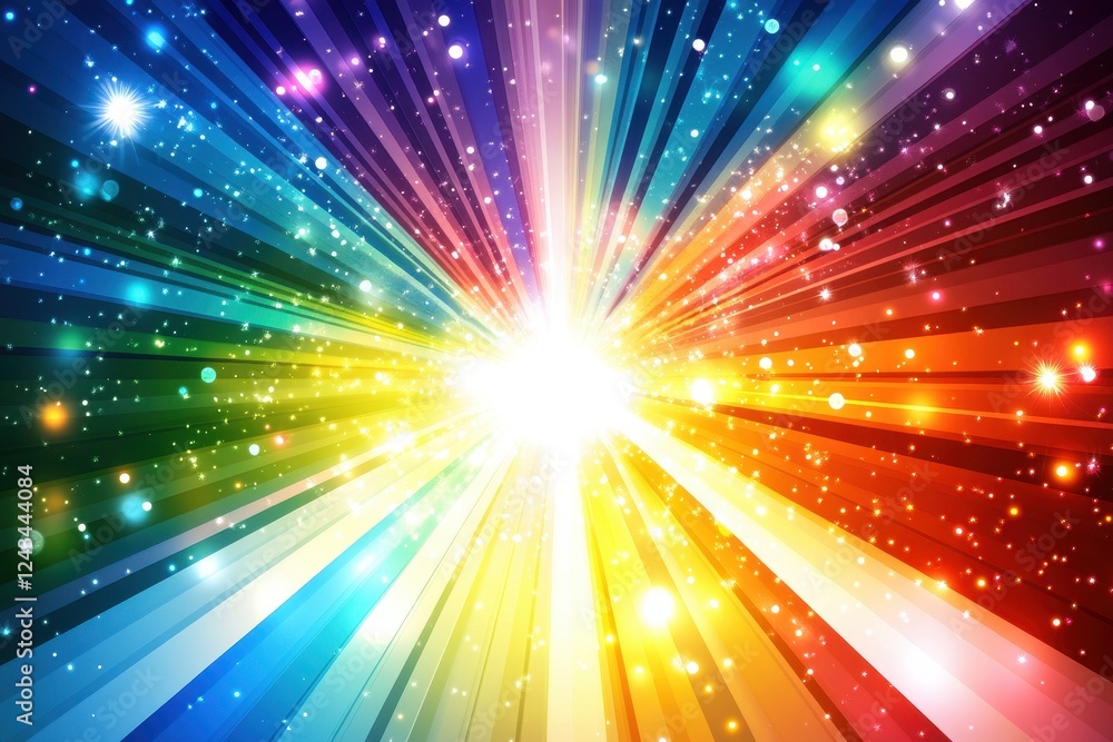 Fototapeta premium Colorful Abstract Background with Light Rays and Sparkling Effects