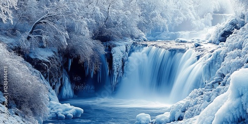 Frozen Waterfall Winter Wonderland Scenic Landscape photo