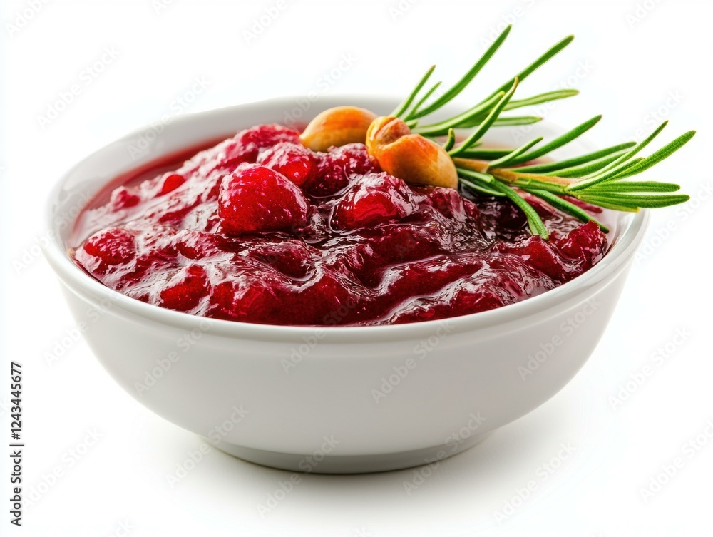 Delicious berry sauce in white serving bowl. Delicious berry sauce in white serving bowl.