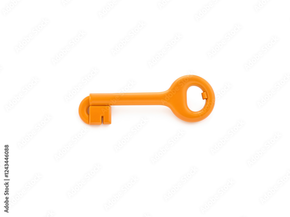 A bright yellow key isolated on a white background, symbolizing security and access. Generative AI A bright yellow key isolated on a white background, symbolizing security and access. Generative AI
