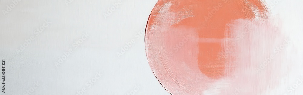 Fototapeta premium Minimalist white canvas with soft coral circle depicted in a tranquil artistic composition