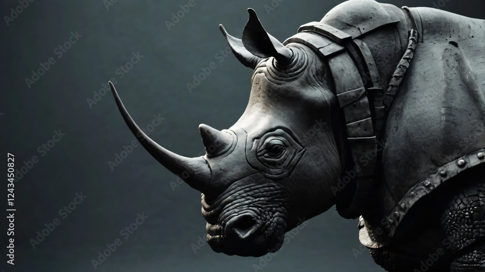 Fototapeta premium Rhinos Head with AI style
