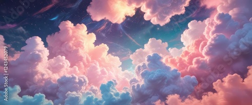 Whimsical, surreal, pastel, colorful, abstract background with swirling clouds and shimmering lights , background, shimmering light, dreamy