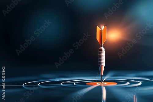 A close-up image of a dart hitting the bullseye, symbolizing precision and success in business goals. The glowing effect enhances the concept of achieving targets effectively.
