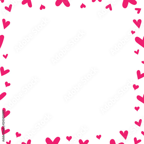 Cute pink heart frame white background , vector illustration eps. Pink empty Valentines frame.