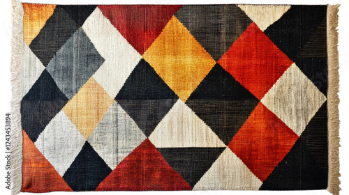 Colorful geometric rug design home textile indoor aesthetic isolated on transparent background