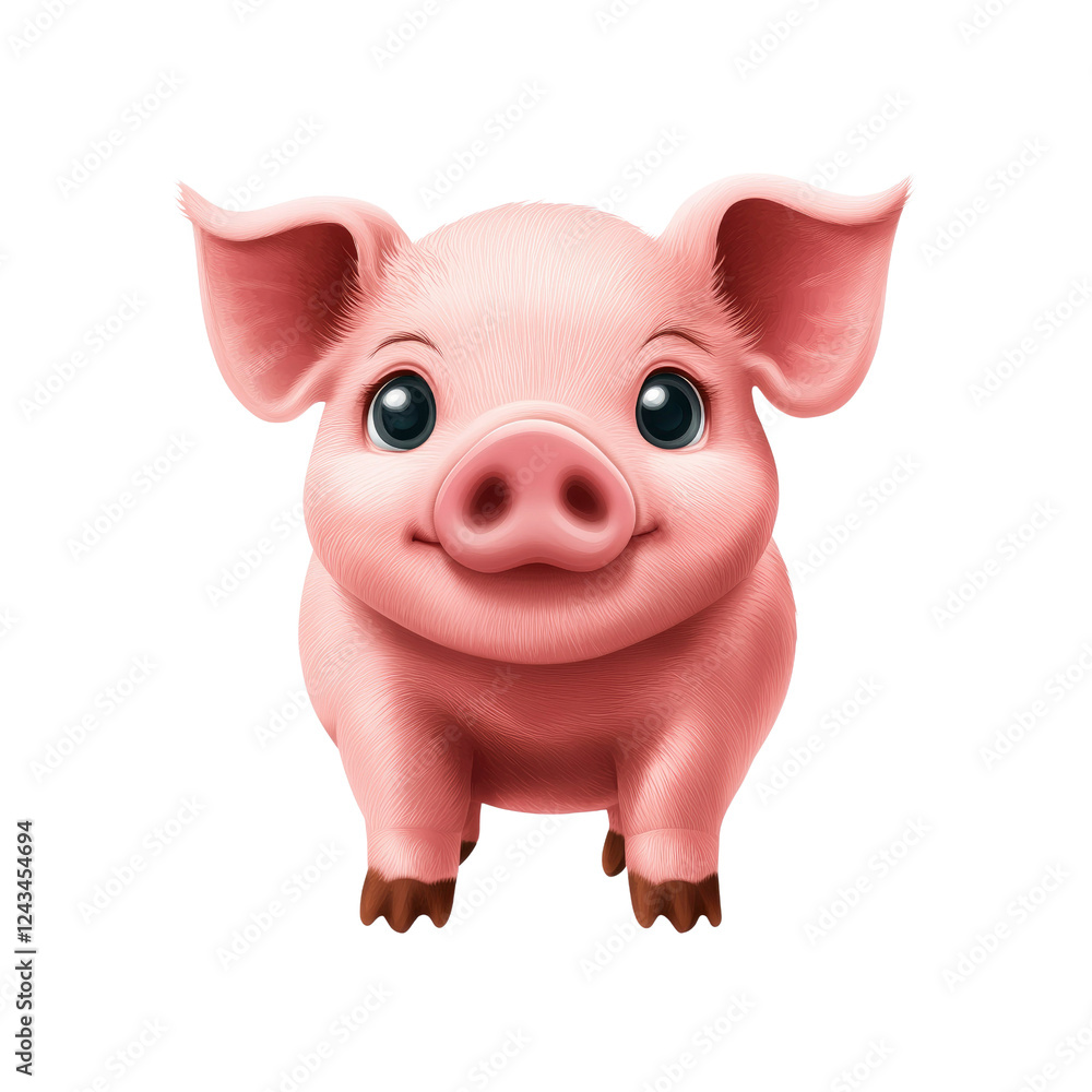 Adorable Cartoon Piglet Front View Illustration Adorable Cartoon Piglet Front View Illustration