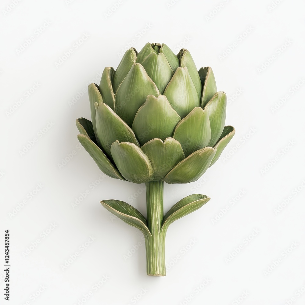 Unique artichoke displays vibrant green color and tightly packed leaves arranged in an appealing manner Unique artichoke displays vibrant green color and tightly packed leaves arranged in an appealing manner