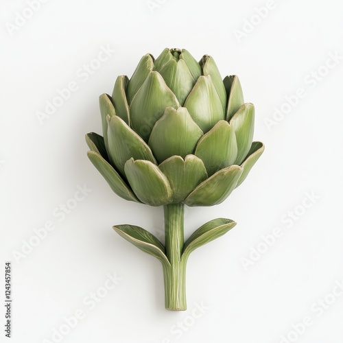 Unique artichoke displays vibrant green color and tightly packed leaves arranged in an appealing manner photo