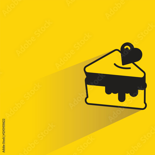 cake icon with shadow on yellow background