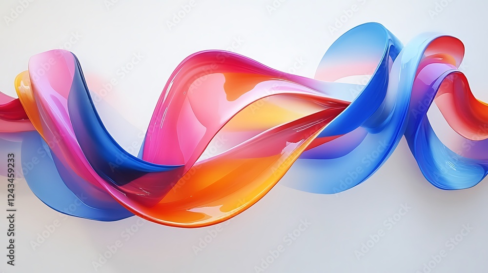 Abstract colorful ribbon swirl. 3D render. Abstract colorful ribbon swirl. 3D render.