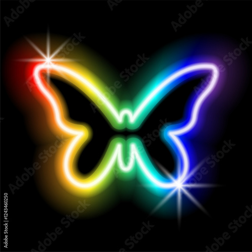 rainbow neon butterfly.