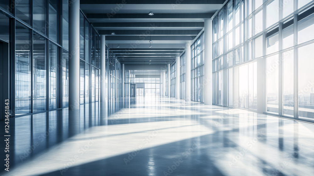 A modern research and development or logistics facility features a glass hall. A modern research and development or logistics facility features a glass hall.