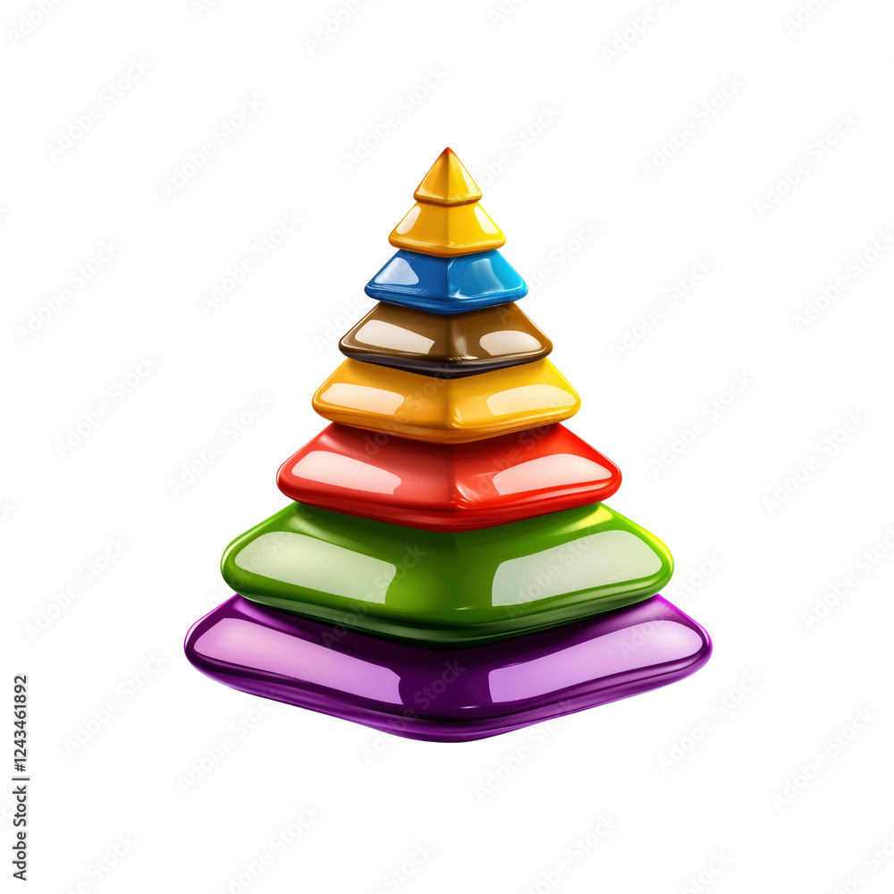 Colorful Abstract Pyramid Toy Stack - 3D Render of Rainbow-Colored Blocks Colorful Abstract Pyramid Toy Stack - 3D Render of Rainbow-Colored Blocks