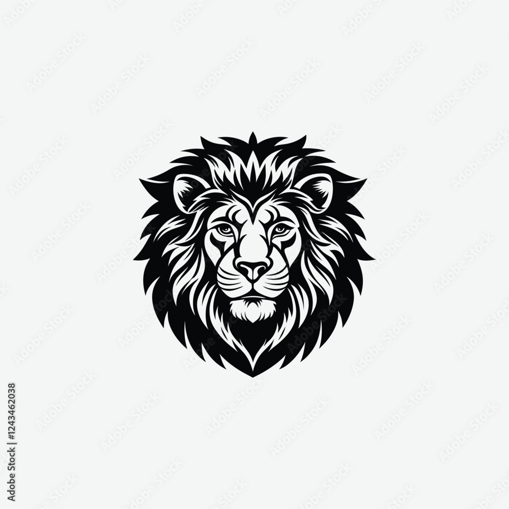 Fototapeta premium Download a stunning lion face vector silhouette in SVG, PNG, and EPS formats. Perfect for logos, t-shirts, tattoos, and more. Free & premium options available!