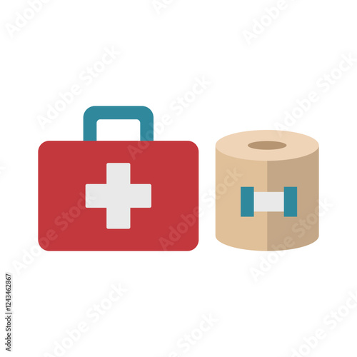 First aid kit icon is a clean vector illustration of a medical emergency box with a cross symbol