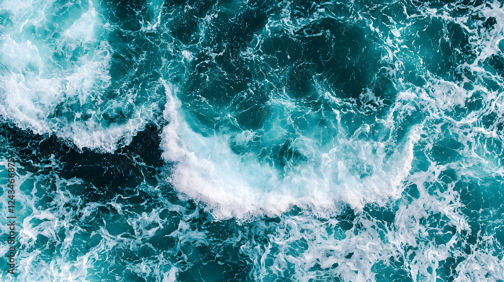 Aerial view of ocean waves, turbulent sea, whitecaps Aerial view of ocean waves, turbulent sea, whitecaps