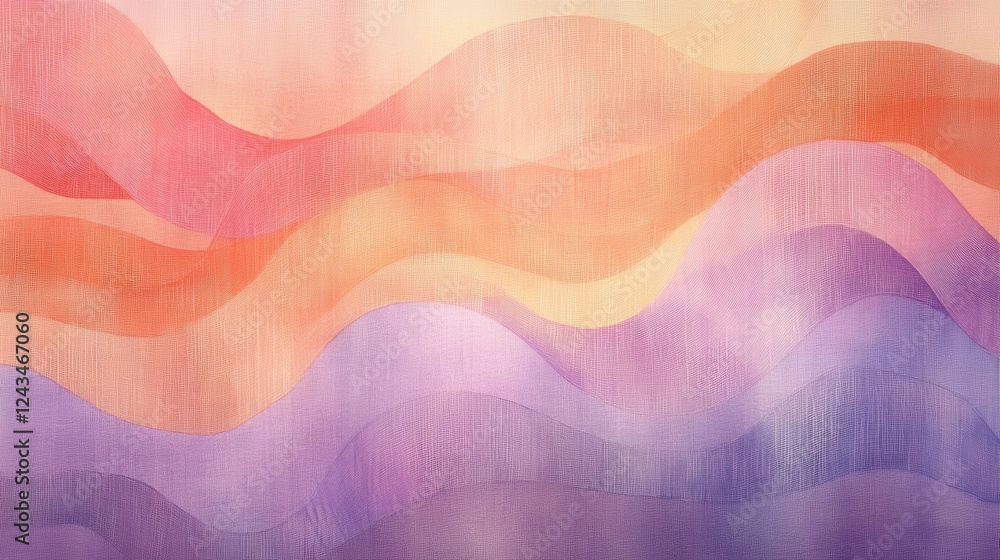 Soft pencil strokes create a smooth gradient with overlapping waves in pastel colors reflecting a serene atmosphere Soft pencil strokes create a smooth gradient with overlapping waves in pastel colors reflecting a serene atmosphere