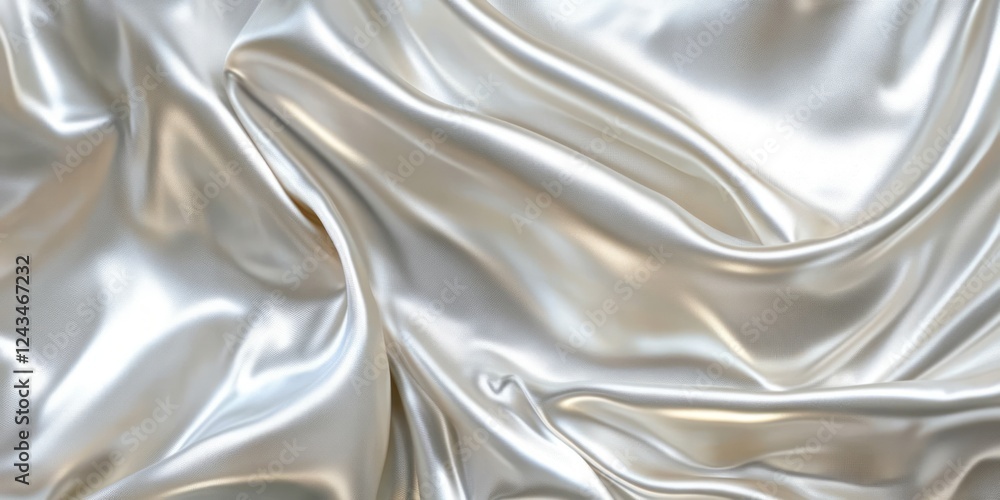 Draped Silver Satin Fabric Showing Smooth Texture Draped Silver Satin Fabric Showing Smooth Texture