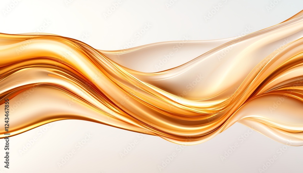 Obraz premium A stunning abstract image featuring smooth golden waves flowing gracefully across a soft background. Ideal for backgrounds, designs, or artistic projects requiring elegance.