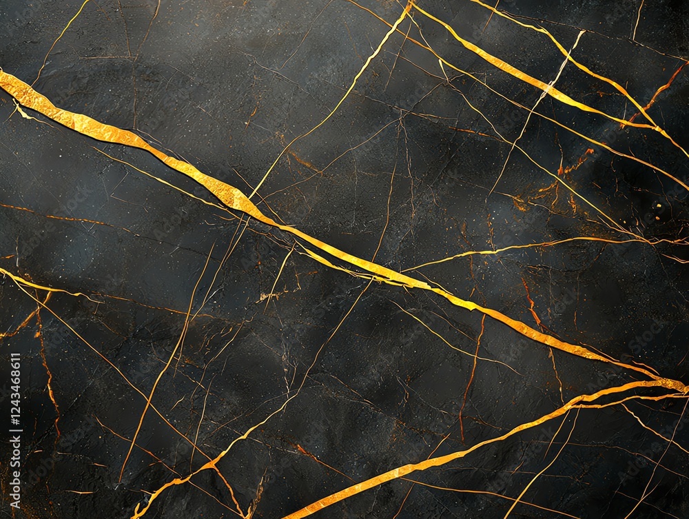 A stunning close-up of a black marble surface with striking golden veins. Perfect for backgrounds, textures, or design projects requiring elegance and sophistication. A stunning close-up of a black marble surface with striking golden veins. Perfect for backgrounds, textures, or design projects requiring elegance and sophistication.
