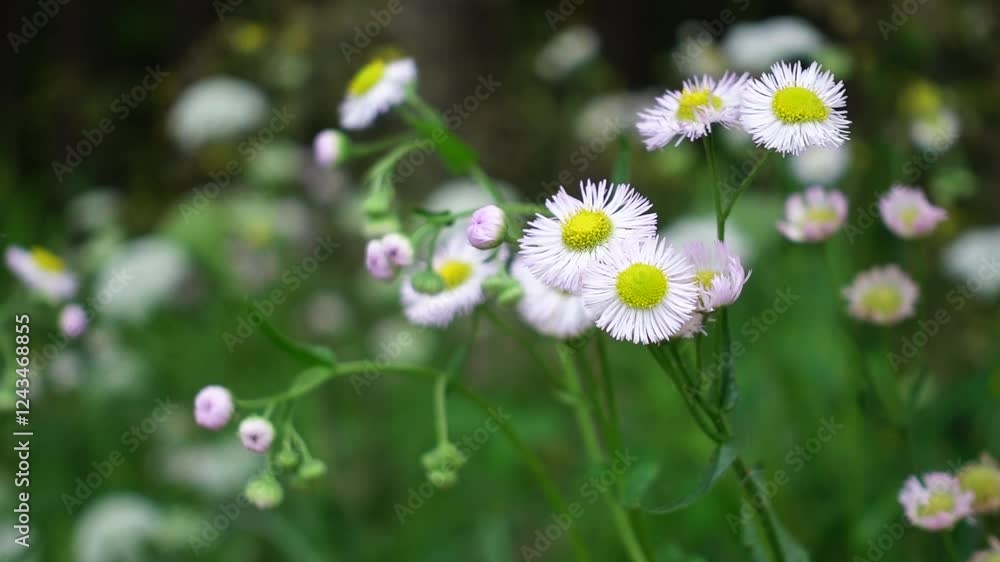 4k aerial video of blooming wildflowers in a lush green meadow during springtime