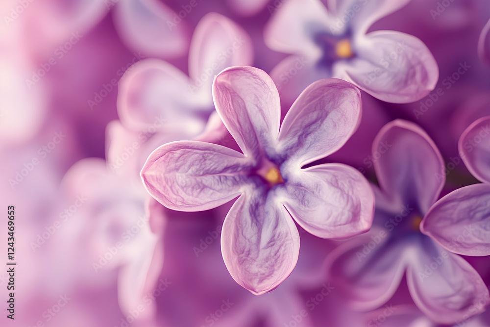 Close up, Purple lilacs in full bloom, emitting a sweet fragrance Close up, Purple lilacs in full bloom, emitting a sweet fragrance