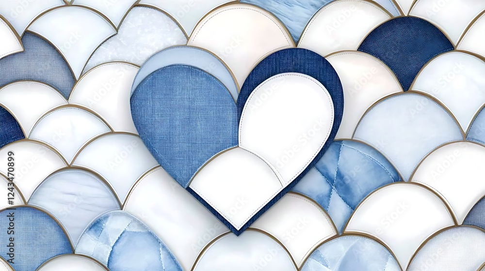 Fototapeta premium Heart patterns in blue