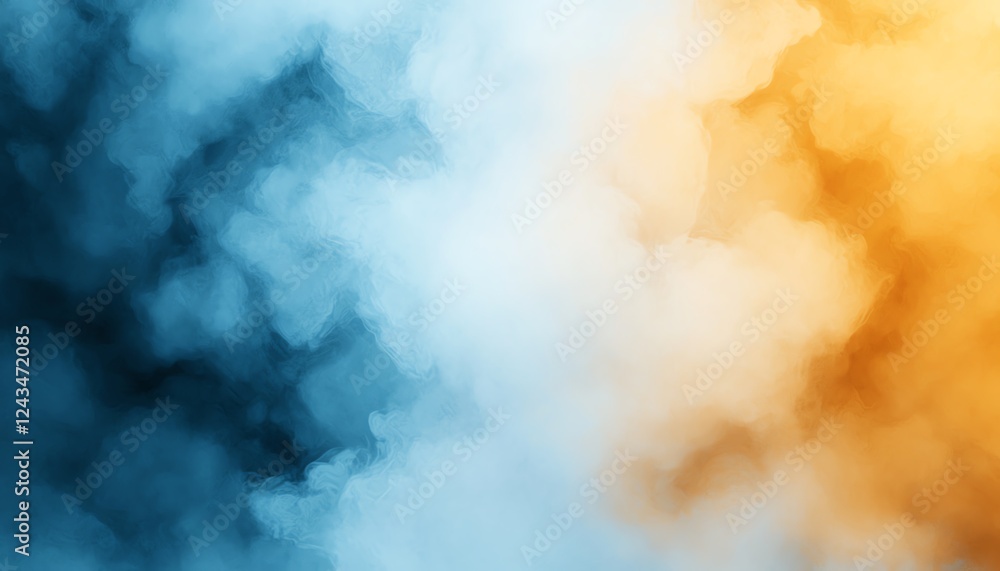 Obraz premium A vibrant abstract background featuring blue, white, and orange colors swirling together to create a dynamic and artistic atmosphere. Perfect for creative projects and design.