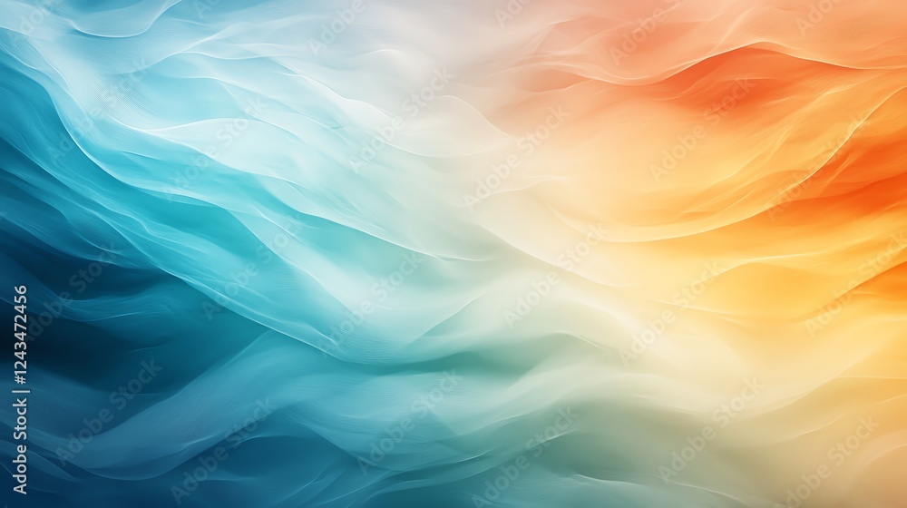 Obraz premium A vibrant abstract background featuring smooth waves of blue and orange hues. Perfect for creative projects, offering a dynamic and artistic feel that captivates viewers.