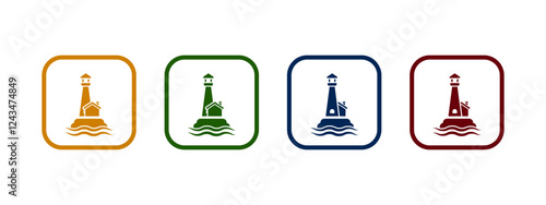 lighthouse icon vector illustration. lighthouse icon in different color design.